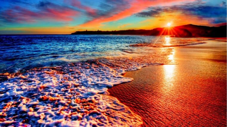 Sunset view on the beach, mediation view